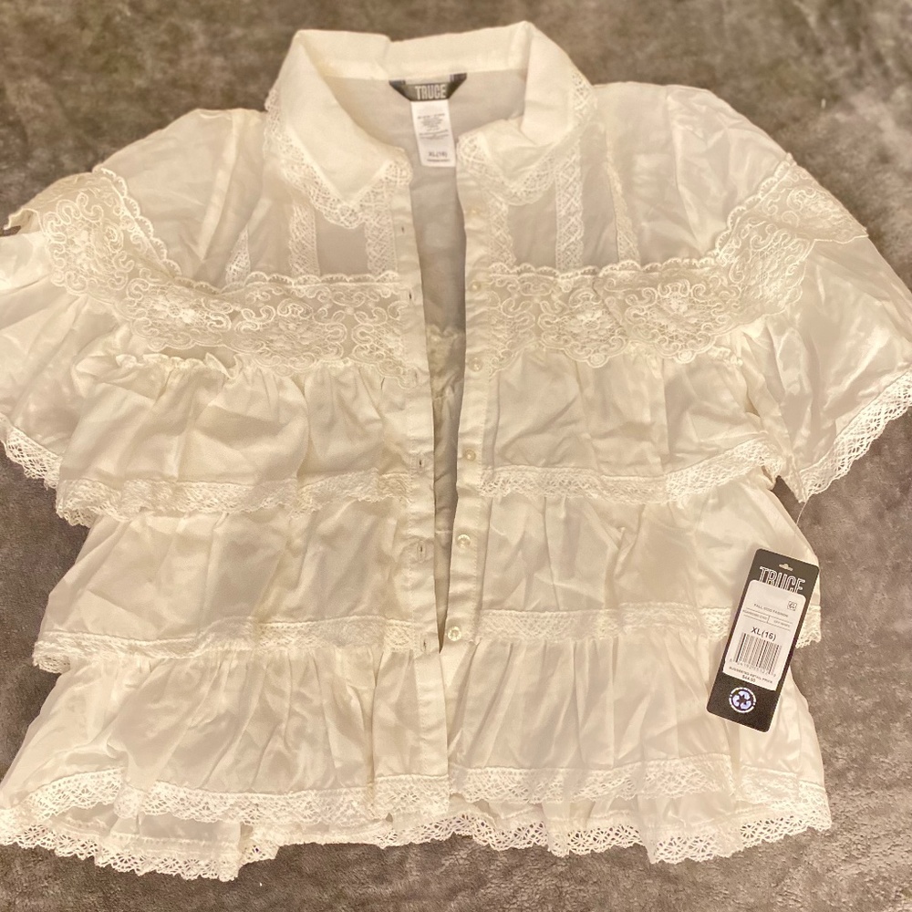 NWT white ruffle shirt